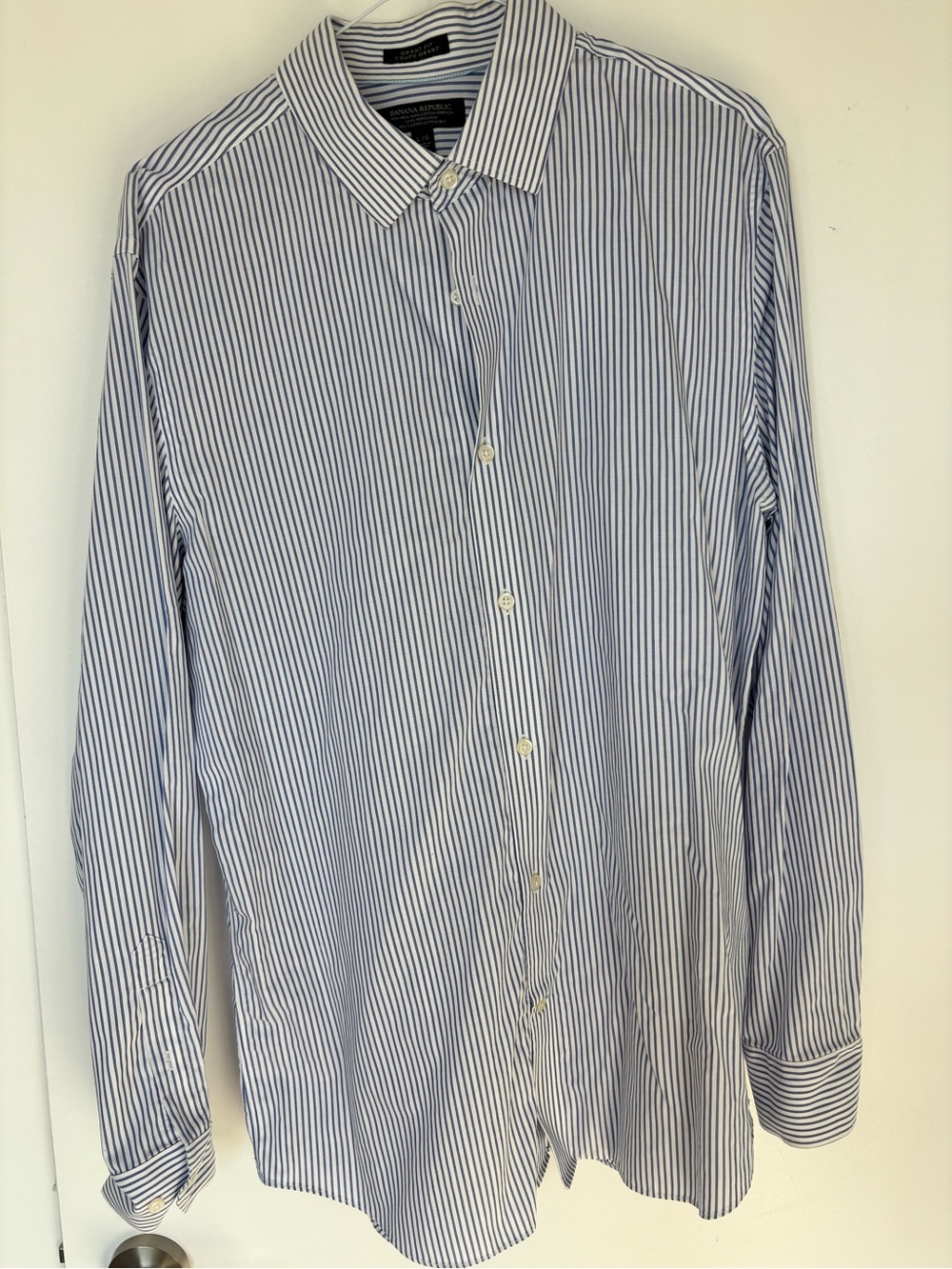Banana Republic Men’s L Grant Fit Dress Shirt Navy Gingham Non-Iron